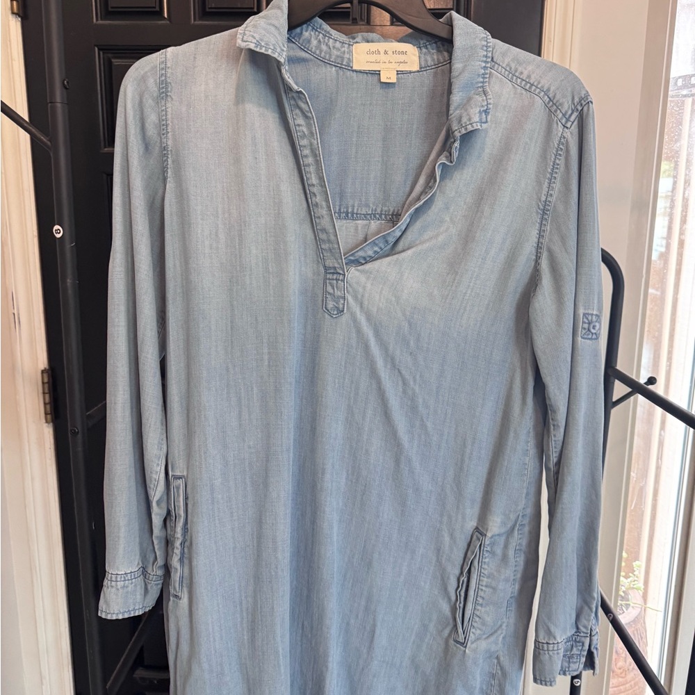 Soft Blue Denim Tunic Dress by Cloth & Stone